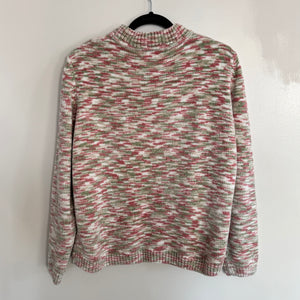 Vintage Green Pink White Marled Sweater