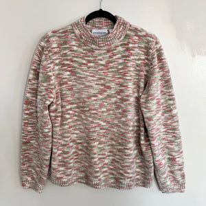 Vintage Green Pink White Marled Sweater