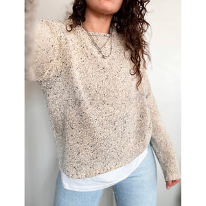 Vintage Beige Cream Marled Sweater