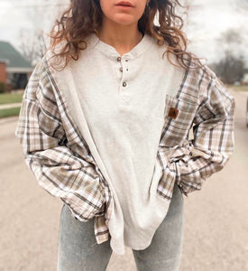 Custom Tee/Flannel Tee/Waffle Knit Henley